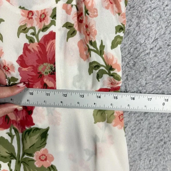 Reformation Christine Dress Etienne Pink Floral Size 12 White Ruffle Sweetheart - Picture 5 of 8